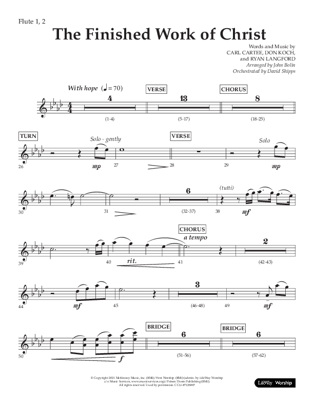 The Finished Work Of Christ (Choral Anthem SATB) Flute 1/2 (Lifeway Choral / Arr. John Bolin / Orch. David Shipps)