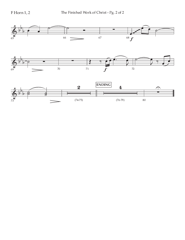 The Finished Work Of Christ (Choral Anthem SATB) French Horn 1/2 (Lifeway Choral / Arr. John Bolin / Orch. David Shipps)
