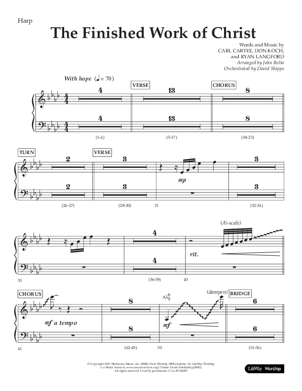 The Finished Work Of Christ (Choral Anthem SATB) Harp (Lifeway Choral / Arr. John Bolin / Orch. David Shipps)