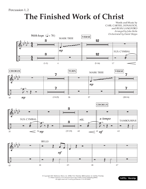 The Finished Work Of Christ (Choral Anthem SATB) Percussion 1/2 (Lifeway Choral / Arr. John Bolin / Orch. David Shipps)