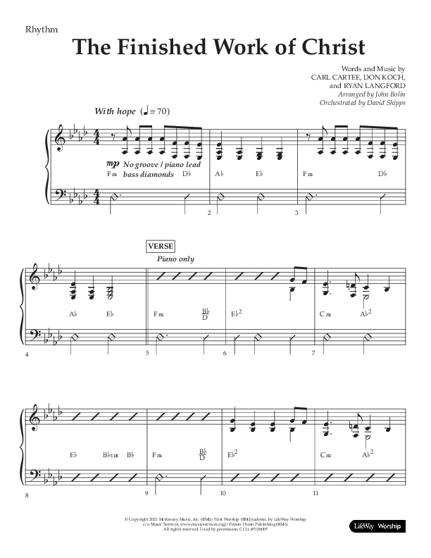The Finished Work Of Christ (Choral Anthem SATB) Lead Melody & Rhythm (Lifeway Choral / Arr. John Bolin / Orch. David Shipps)