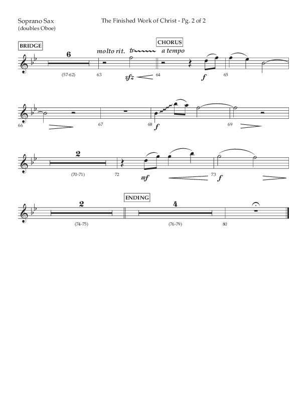 The Finished Work Of Christ (Choral Anthem SATB) Soprano Sax (Lifeway Choral / Arr. John Bolin / Orch. David Shipps)