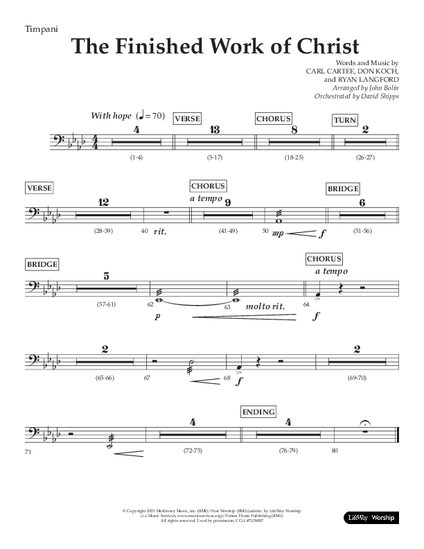 The Finished Work Of Christ (Choral Anthem SATB) Timpani (Lifeway Choral / Arr. John Bolin / Orch. David Shipps)