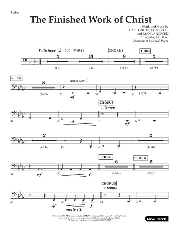 The Finished Work Of Christ (Choral Anthem SATB) Tuba (Lifeway Choral / Arr. John Bolin / Orch. David Shipps)