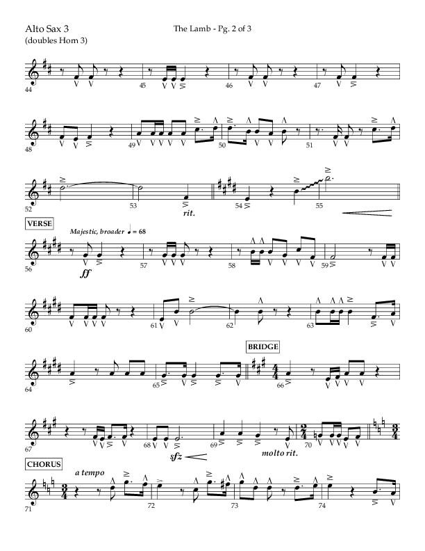 The Lamb (Choral Anthem SATB) Alto Sax (Arr. David T. Clydesdale / Lifeway Choral / Arr. Kim Collingsworth)