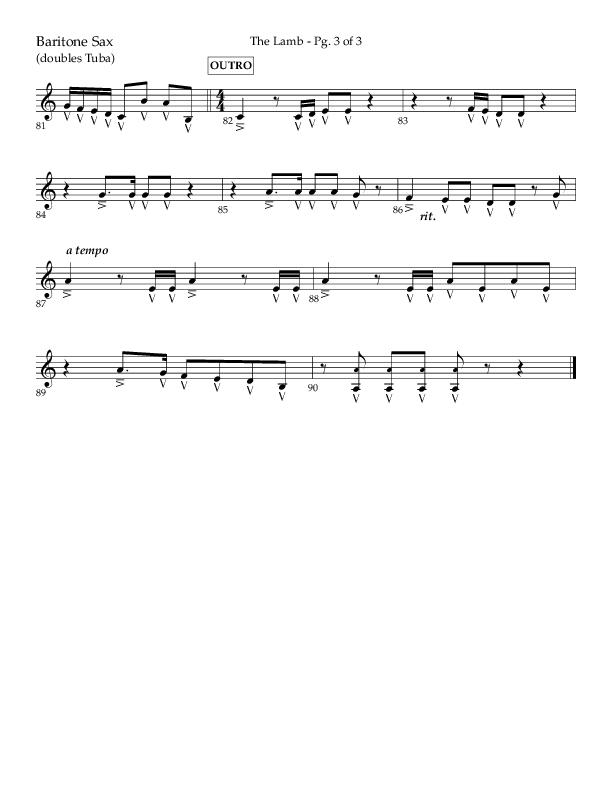 The Lamb (Choral Anthem SATB) Bari Sax (Arr. David T. Clydesdale / Lifeway Choral / Arr. Kim Collingsworth)