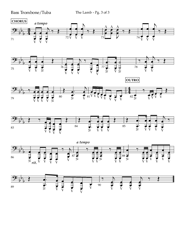 The Lamb (Choral Anthem SATB) Bass Trombone, Tuba (Arr. David T. Clydesdale / Lifeway Choral / Arr. Kim Collingsworth)