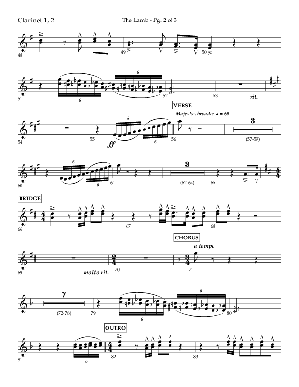 The Lamb (Choral Anthem SATB) Clarinet 1/2 (Arr. David T. Clydesdale / Lifeway Choral / Arr. Kim Collingsworth)