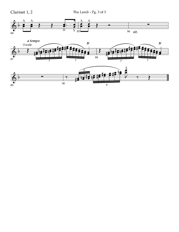The Lamb (Choral Anthem SATB) Clarinet 1/2 (Arr. David T. Clydesdale / Lifeway Choral / Arr. Kim Collingsworth)