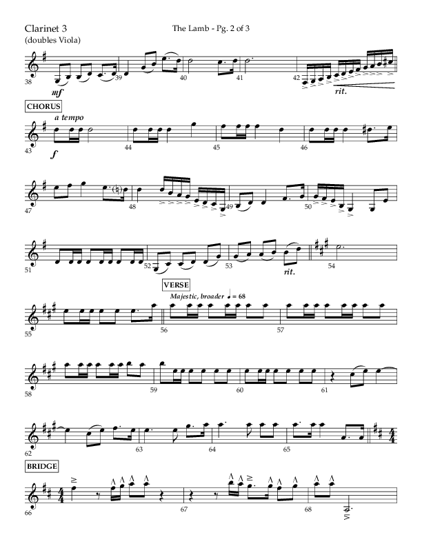 The Lamb (Choral Anthem SATB) Clarinet 3 (Arr. David T. Clydesdale / Lifeway Choral / Arr. Kim Collingsworth)