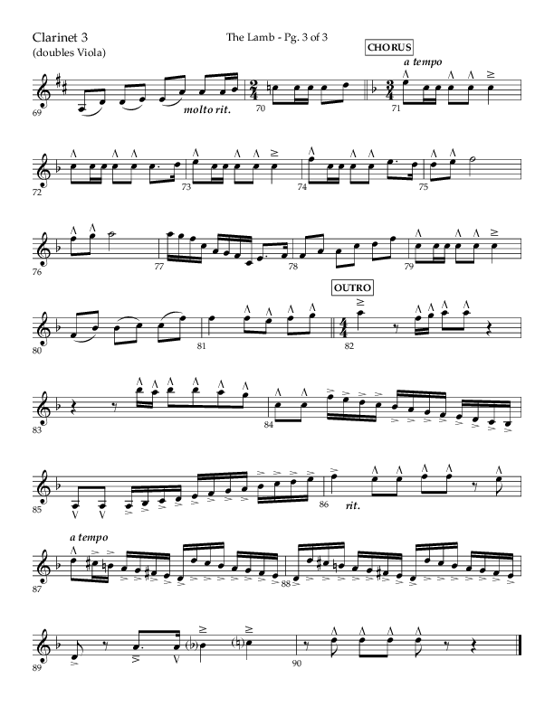 The Lamb (Choral Anthem SATB) Clarinet 3 (Arr. David T. Clydesdale / Lifeway Choral / Arr. Kim Collingsworth)