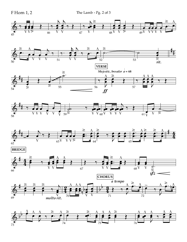 The Lamb (Choral Anthem SATB) French Horn 1/2 (Arr. David T. Clydesdale / Lifeway Choral / Arr. Kim Collingsworth)