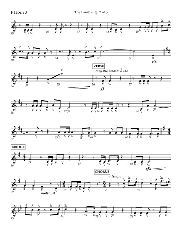 The Lamb (Choral Anthem SATB) French Horn 3 (Arr. David T. Clydesdale / Lifeway Choral / Arr. Kim Collingsworth)