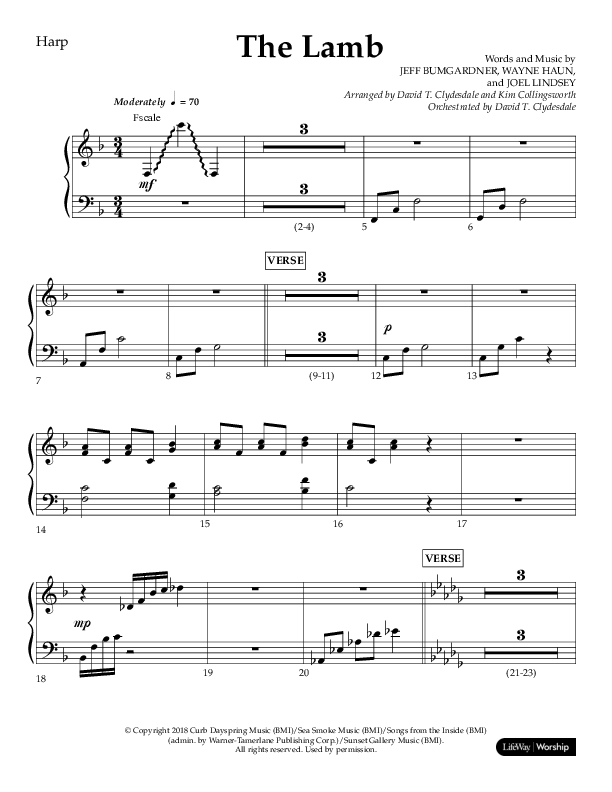 The Lamb (Choral Anthem SATB) Harp (Arr. David T. Clydesdale / Lifeway Choral / Arr. Kim Collingsworth)