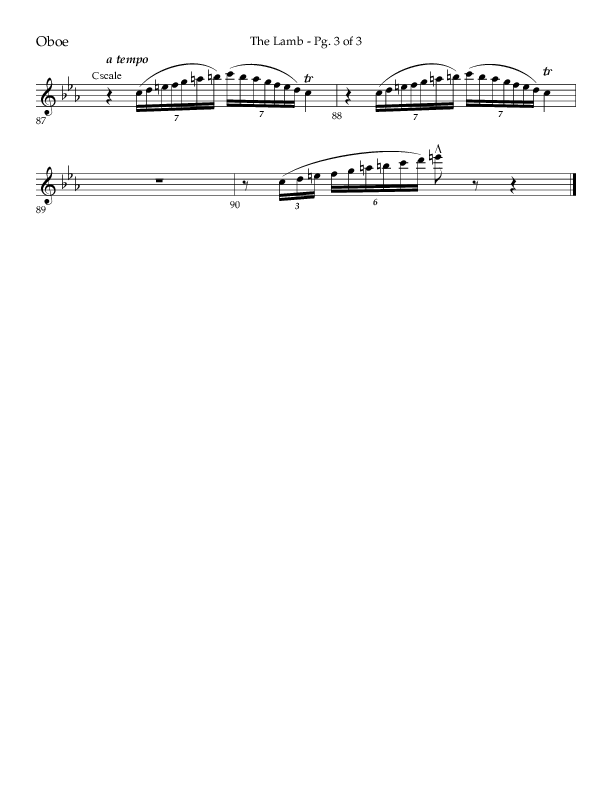 The Lamb (Choral Anthem SATB) Oboe (Arr. David T. Clydesdale / Lifeway Choral / Arr. Kim Collingsworth)