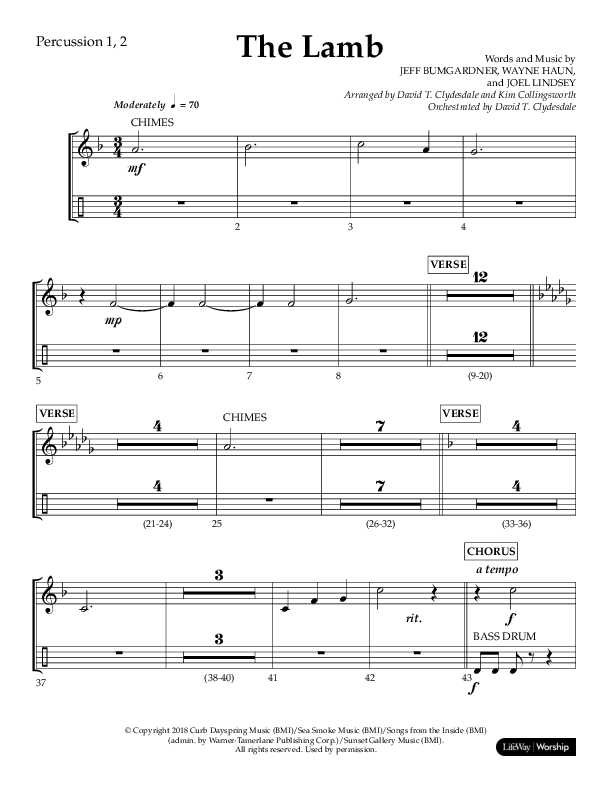 The Lamb (Choral Anthem SATB) Percussion (Arr. David T. Clydesdale / Lifeway Choral / Arr. Kim Collingsworth)