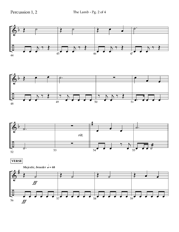 The Lamb (Choral Anthem SATB) Percussion (Arr. David T. Clydesdale / Lifeway Choral / Arr. Kim Collingsworth)