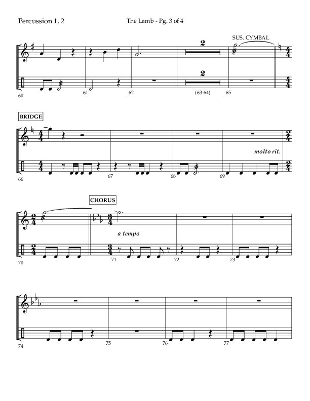 The Lamb (Choral Anthem SATB) Percussion (Arr. David T. Clydesdale / Lifeway Choral / Arr. Kim Collingsworth)
