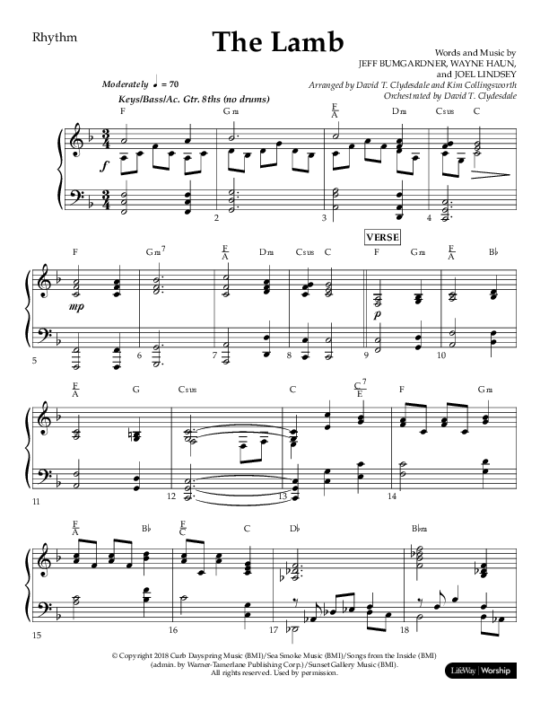 The Lamb (Choral Anthem SATB) Lead Melody & Rhythm (Arr. David T. Clydesdale / Lifeway Choral / Arr. Kim Collingsworth)