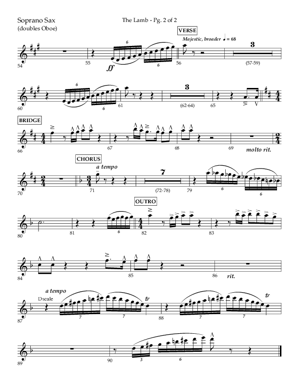 The Lamb (Choral Anthem SATB) Soprano Sax (Arr. David T. Clydesdale / Lifeway Choral / Arr. Kim Collingsworth)