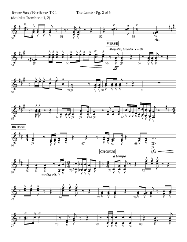 The Lamb (Choral Anthem SATB) Tenor Sax/Baritone T.C. (Arr. David T. Clydesdale / Lifeway Choral / Arr. Kim Collingsworth)