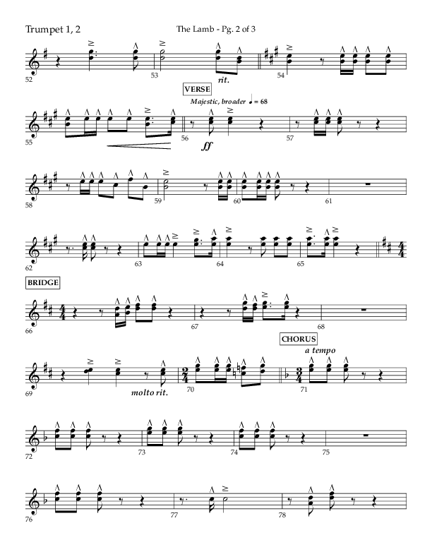 The Lamb (Choral Anthem SATB) Trumpet 1,2 (Arr. David T. Clydesdale / Lifeway Choral / Arr. Kim Collingsworth)