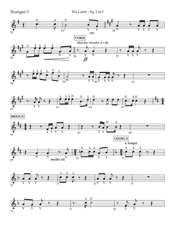 The Lamb (Choral Anthem SATB) Trumpet 3 (Arr. David T. Clydesdale / Lifeway Choral / Arr. Kim Collingsworth)