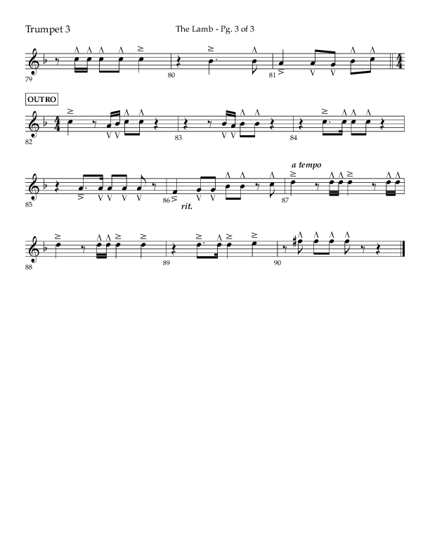 The Lamb (Choral Anthem SATB) Trumpet 3 (Arr. David T. Clydesdale / Lifeway Choral / Arr. Kim Collingsworth)