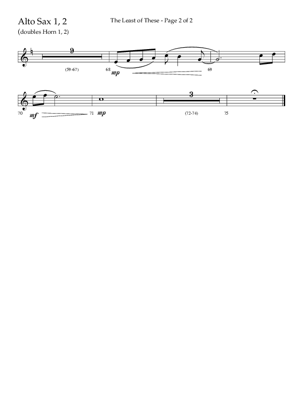 The Least Of These (Choral Anthem SATB) Alto Sax 1/2 (Lifeway Choral / Arr. Jeff Lippencott)