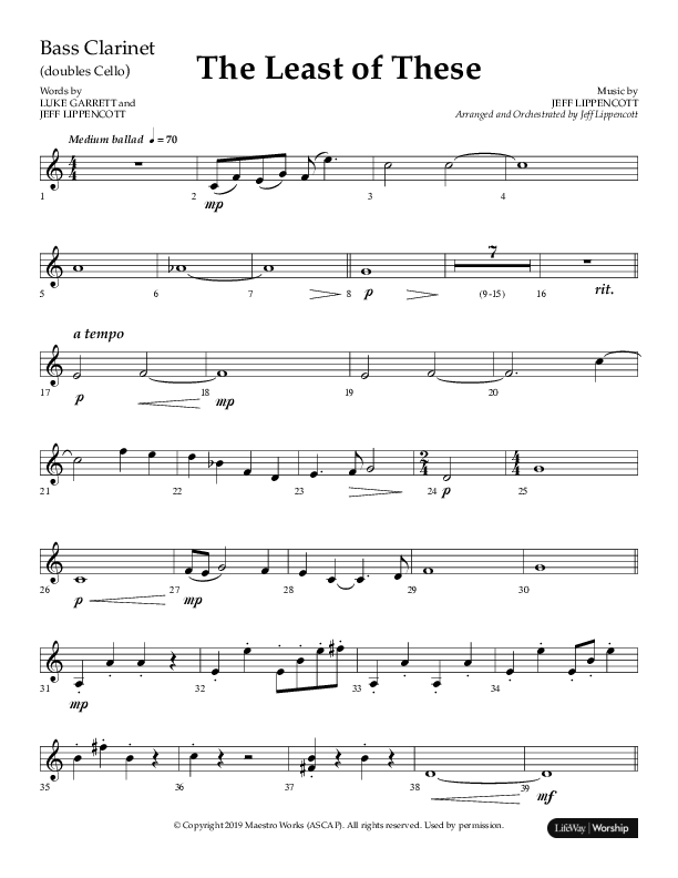 The Least Of These (Choral Anthem SATB) Bass Clarinet (Lifeway Choral / Arr. Jeff Lippencott)