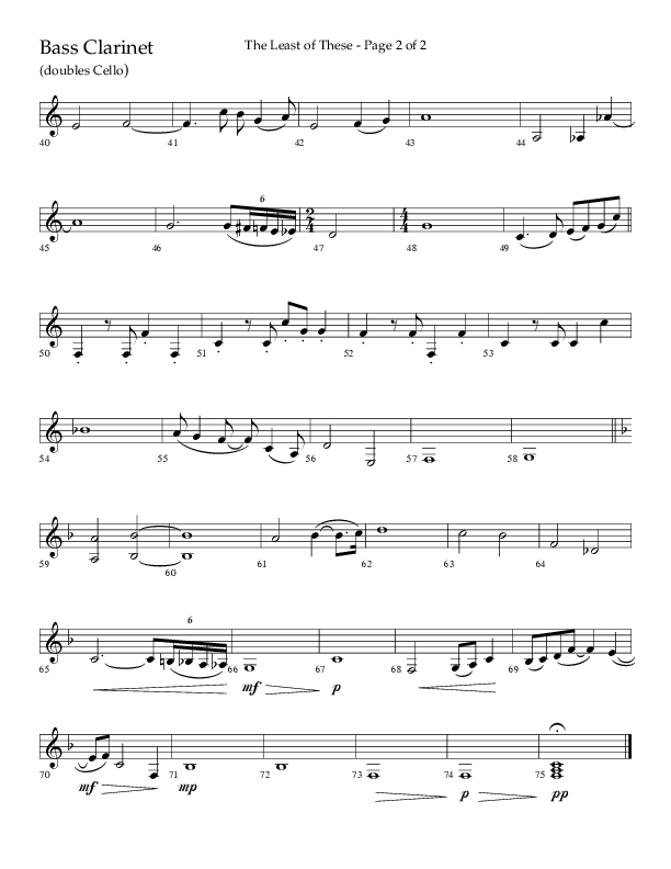 The Least Of These (Choral Anthem SATB) Bass Clarinet (Lifeway Choral / Arr. Jeff Lippencott)