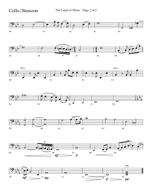 The Least Of These (Choral Anthem SATB) Cello (Lifeway Choral / Arr. Jeff Lippencott)