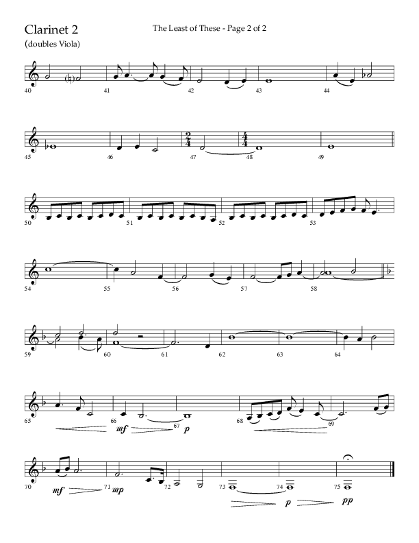 The Least Of These (Choral Anthem SATB) Clarinet (Lifeway Choral / Arr. Jeff Lippencott)