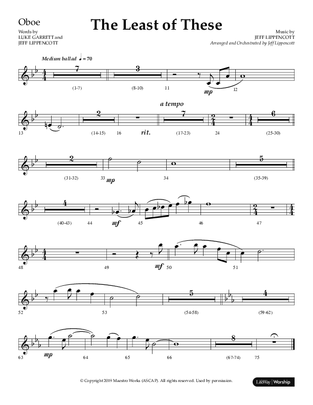 The Least Of These (Choral Anthem SATB) Oboe (Lifeway Choral / Arr. Jeff Lippencott)