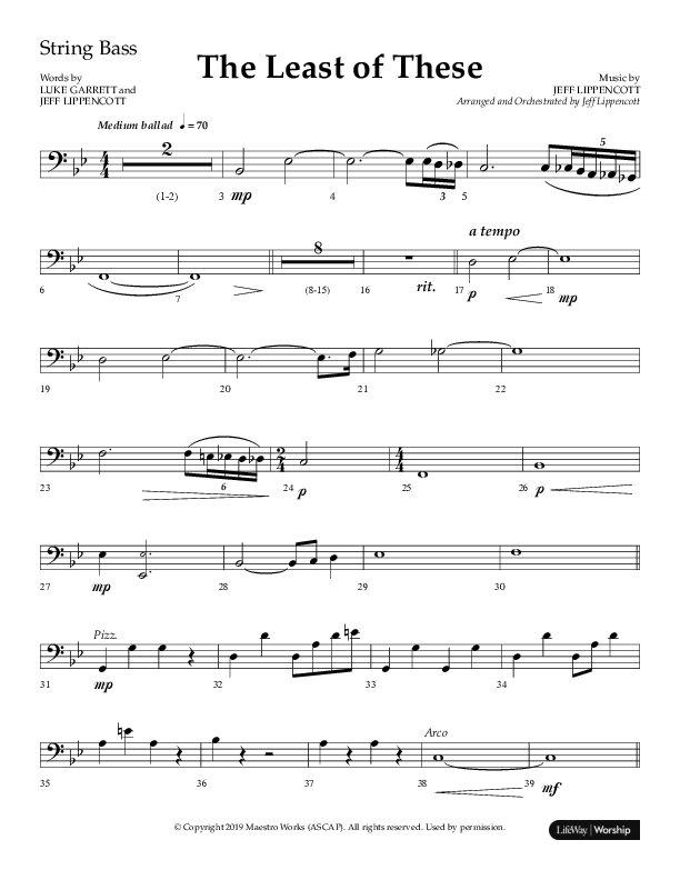 The Least Of These (Choral Anthem SATB) String Bass (Lifeway Choral / Arr. Jeff Lippencott)