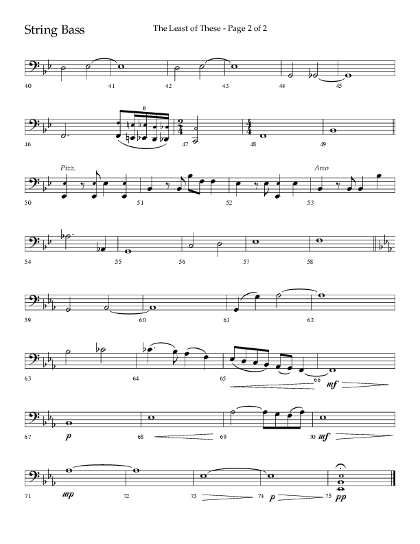 The Least Of These (Choral Anthem SATB) String Bass (Lifeway Choral / Arr. Jeff Lippencott)