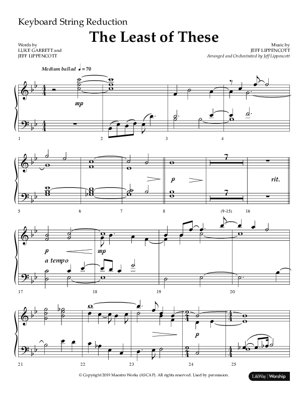 The Least Of These (Choral Anthem SATB) String Reduction (Lifeway Choral / Arr. Jeff Lippencott)