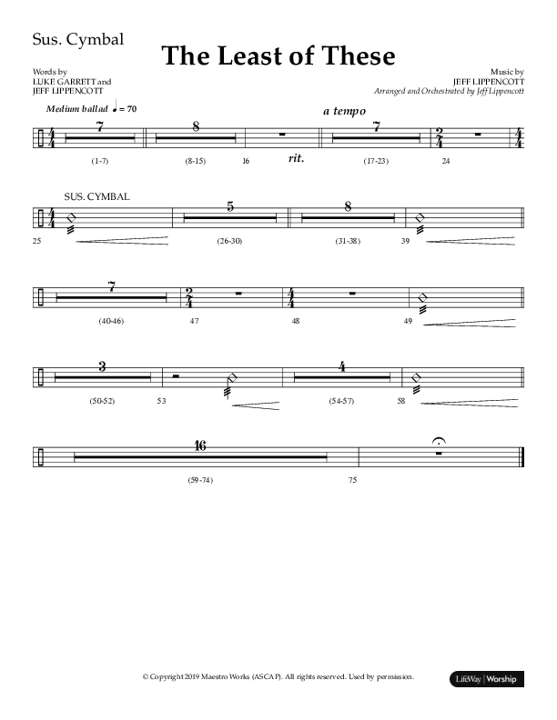 The Least Of These (Choral Anthem SATB) Suspended Cymbal (Lifeway Choral / Arr. Jeff Lippencott)
