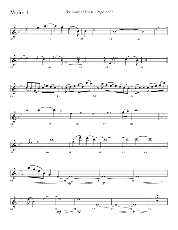 The Least Of These (Choral Anthem SATB) Violin 1 (Lifeway Choral / Arr. Jeff Lippencott)