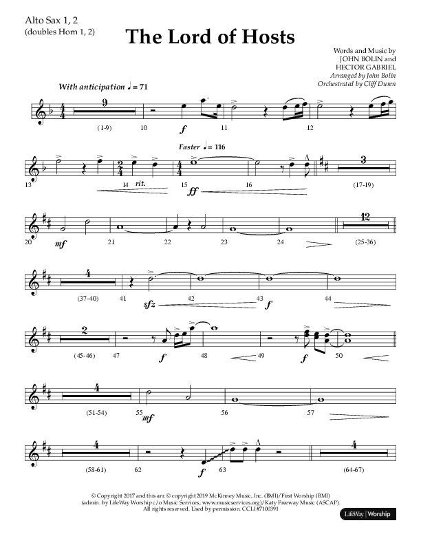 The Lord of Hosts (Choral Anthem SATB) Alto Sax 1/2 (Lifeway Choral / Arr. John Bolin)