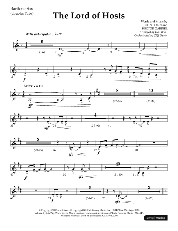 The Lord of Hosts (Choral Anthem SATB) Bari Sax (Lifeway Choral / Arr. John Bolin)