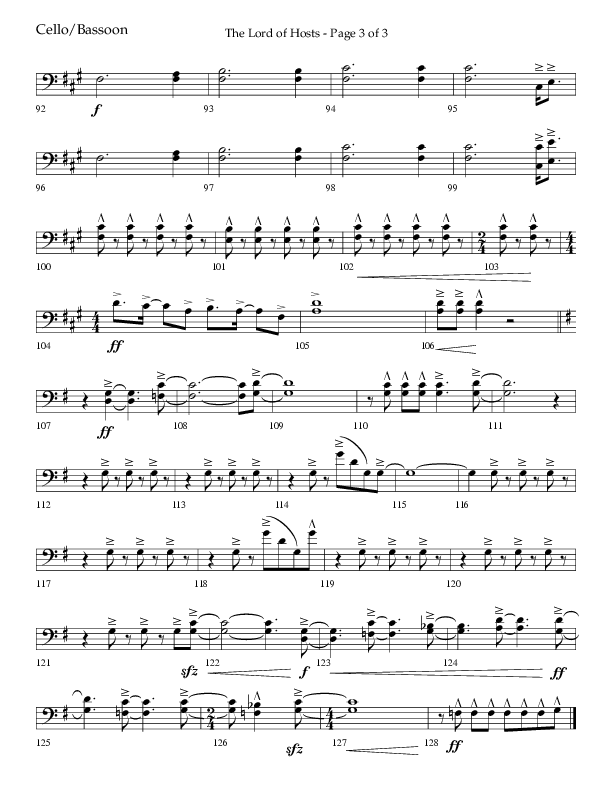 The Lord of Hosts (Choral Anthem SATB) Cello (Lifeway Choral / Arr. John Bolin)