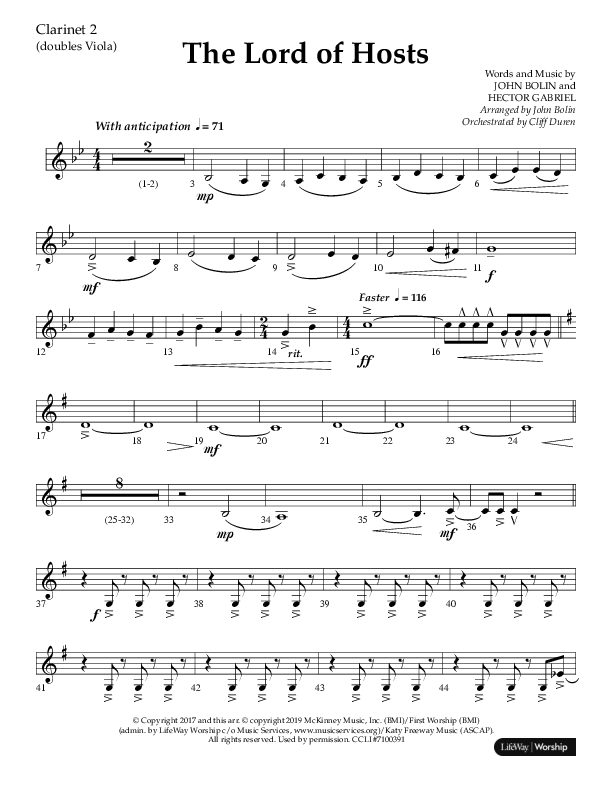 The Lord of Hosts (Choral Anthem SATB) Clarinet (Lifeway Choral / Arr. John Bolin)