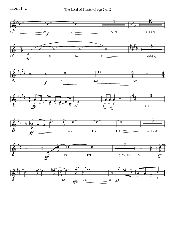 The Lord of Hosts (Choral Anthem SATB) French Horn 1/2 (Lifeway Choral / Arr. John Bolin)