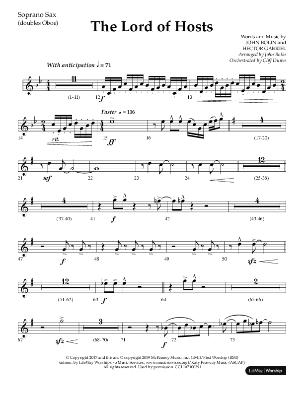 The Lord of Hosts (Choral Anthem SATB) Soprano Sax (Lifeway Choral / Arr. John Bolin)