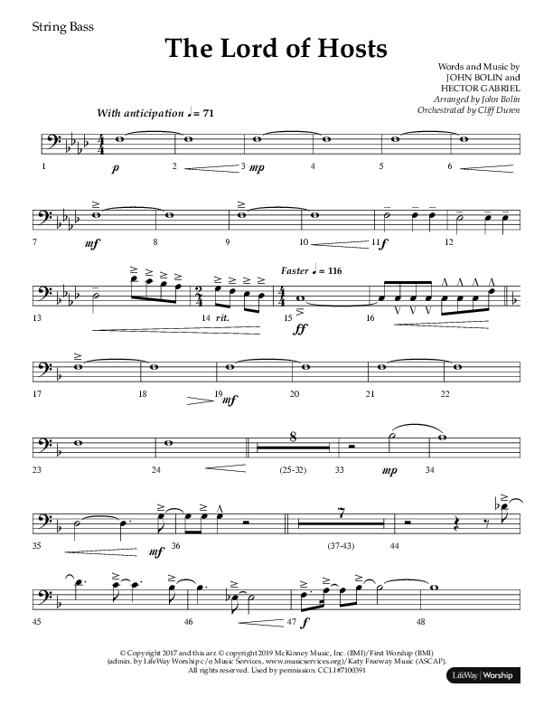 The Lord of Hosts (Choral Anthem SATB) String Bass (Lifeway Choral / Arr. John Bolin)