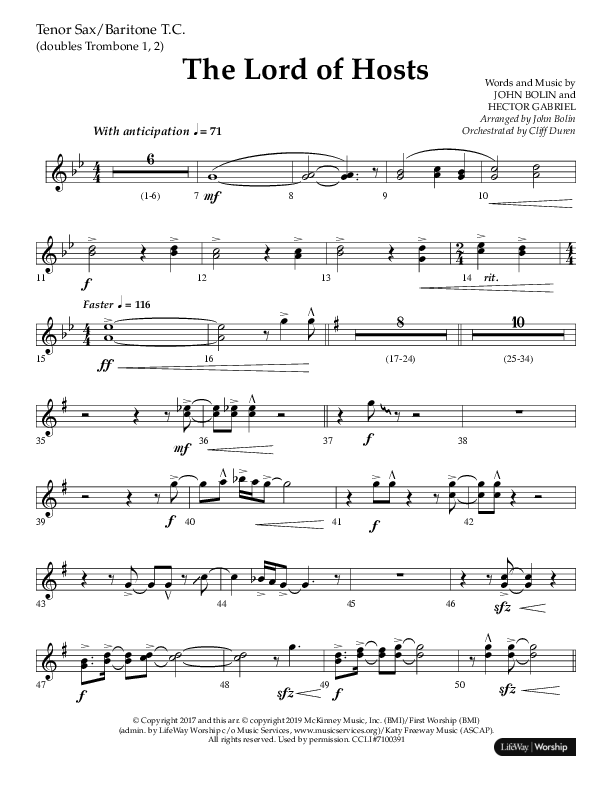 The Lord of Hosts (Choral Anthem SATB) Tenor Sax/Baritone T.C. (Lifeway Choral / Arr. John Bolin)
