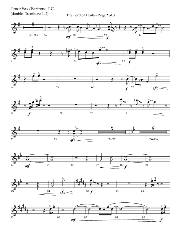 The Lord of Hosts (Choral Anthem SATB) Tenor Sax/Baritone T.C. (Lifeway Choral / Arr. John Bolin)