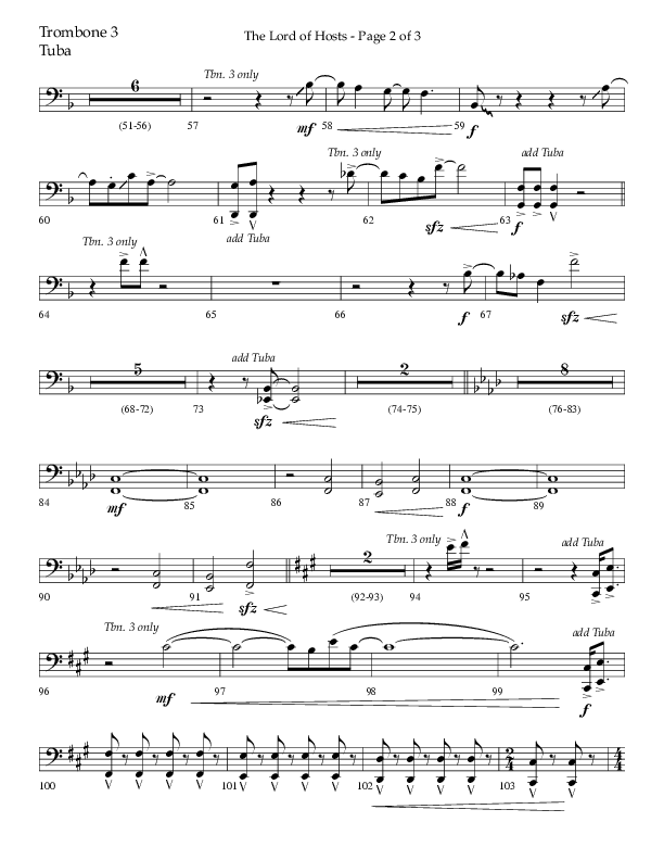 The Lord of Hosts (Choral Anthem SATB) Trombone 3/Tuba (Lifeway Choral / Arr. John Bolin)