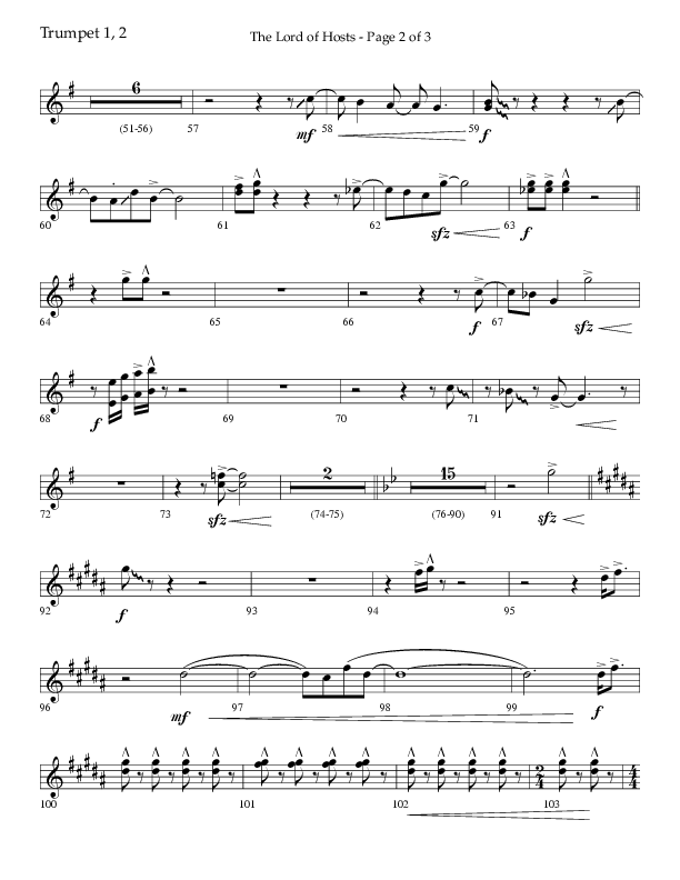 The Lord of Hosts (Choral Anthem SATB) Trumpet 1,2 (Lifeway Choral / Arr. John Bolin)